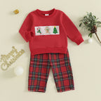 Toddler Baby Girls Boys Christmas Outfits Santa Claus Candy Print