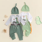 Lioraitiin Baby Boys Outfit, Long Sleeve Crew Neck Dinosaur Print