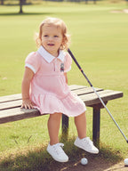 Lioraitiin Toddler Girl A Line Dress Plaid Print Lapel Short Sleeves