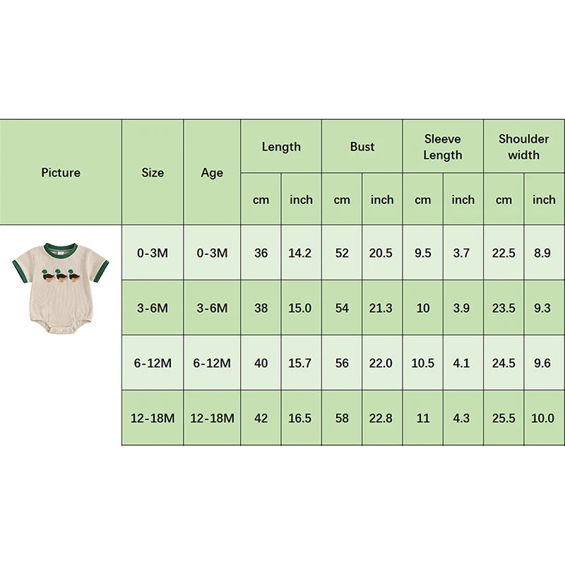 Lioraitiin Newborn Baby Boys Girls Romper Short Sleeve Crew Neck Duck