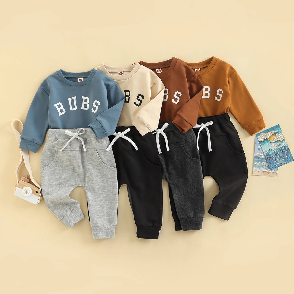 Lioraitiin 0-3Years Toddler Baby Boys Letter Print Round Neck Long
