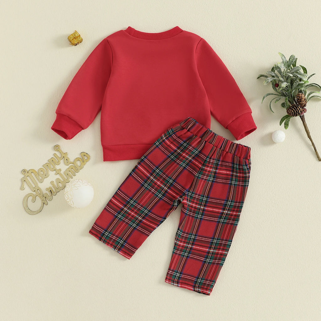 Toddler Baby Girls Boys Christmas Outfits Santa Claus Candy Print