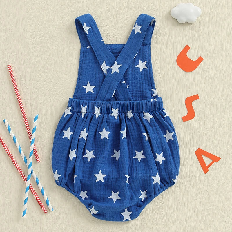 Lioraitiin Baby Girls Boys Romper Sleeveless Stars Print Bodysuit