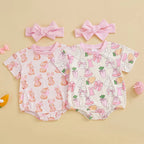 Lioraitiin 0-18M Baby Girl Easter Outfit Short Sleeve Crew Neck