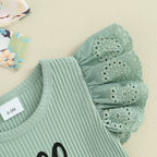 Lioraitiin Baby Girls Shorts Outfits Letter Print Fly Sleeve Romper