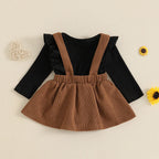 Lioraitiin Baby Girl Outfit Solid Ruffled Long Sleeve Crew Neck