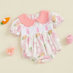 Lioraitiin Baby Girls Rompers Easter Rabbit Easter Eggs Print Doll