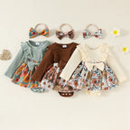 Lioraitiin Baby Girl Outfit, Flower Print Ruffle Trim Long Sleeve