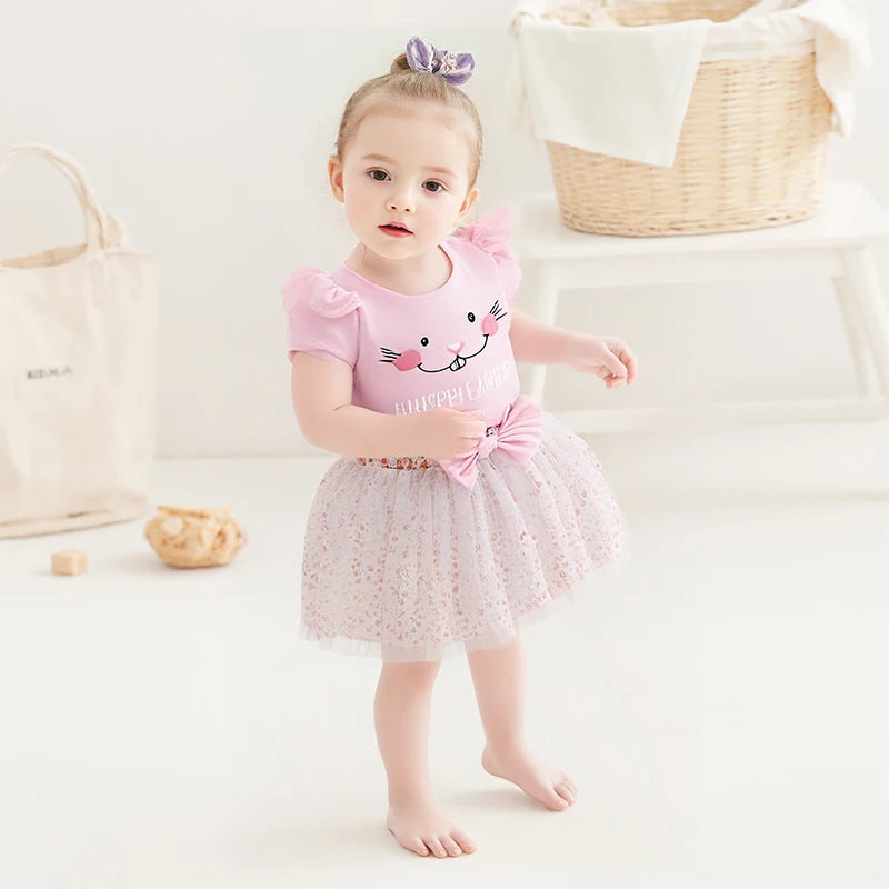 Lioraitiin Baby Girl Easter Outfit Rabbit Letter Print Crew Neck