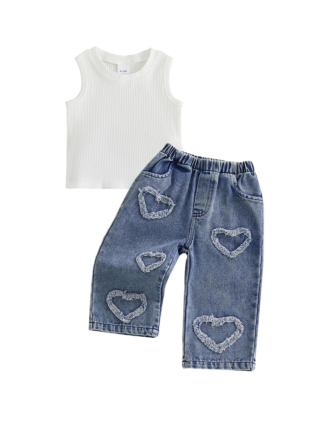 Lioraitiin 2Pcs Toddler Girls Outfits Sleeveless Crew Neck Solid