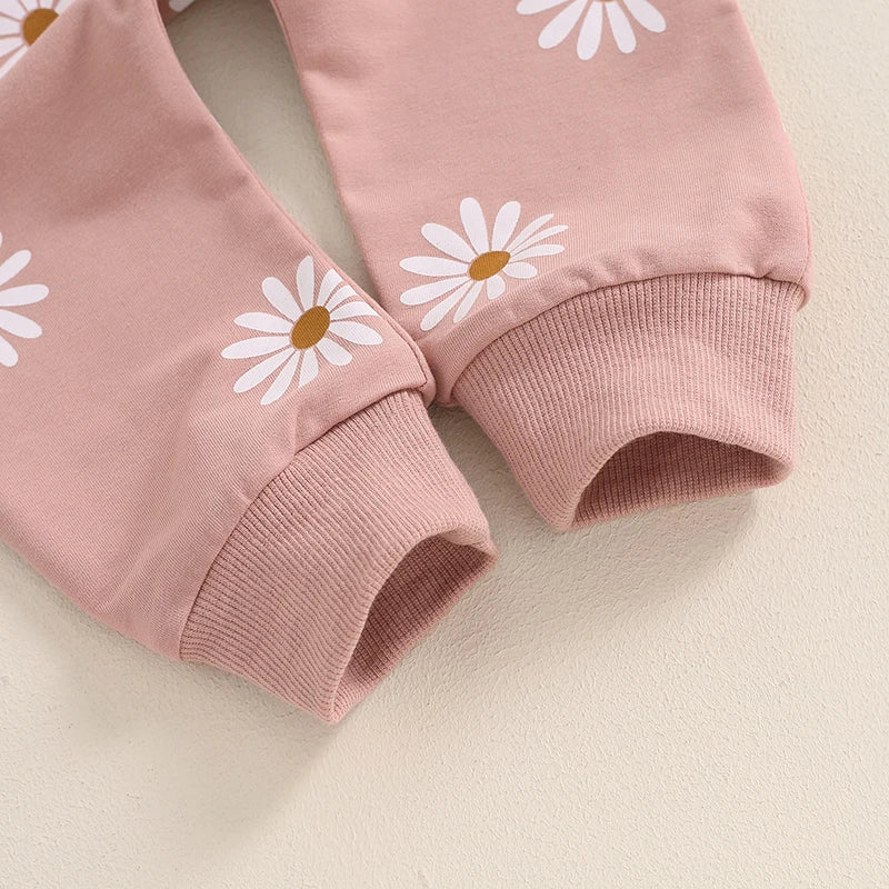 Lioraitiin Toddler Girl Outfit Daisy Print Long Sleeve Sweatshirt