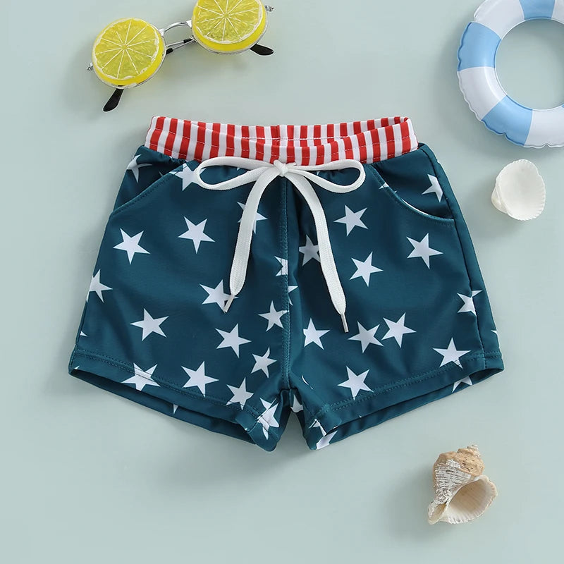 Lioraitiin Toddler Baby Boys Beach Shorts Kids Independence Day