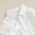 Lioraitiin 0-24M Newborn Baby Boy Cotton Linen Shirt Romper Solid