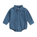 Lioraitiin 0-24M Newborn Baby Boy Cotton Linen Shirt Romper Solid